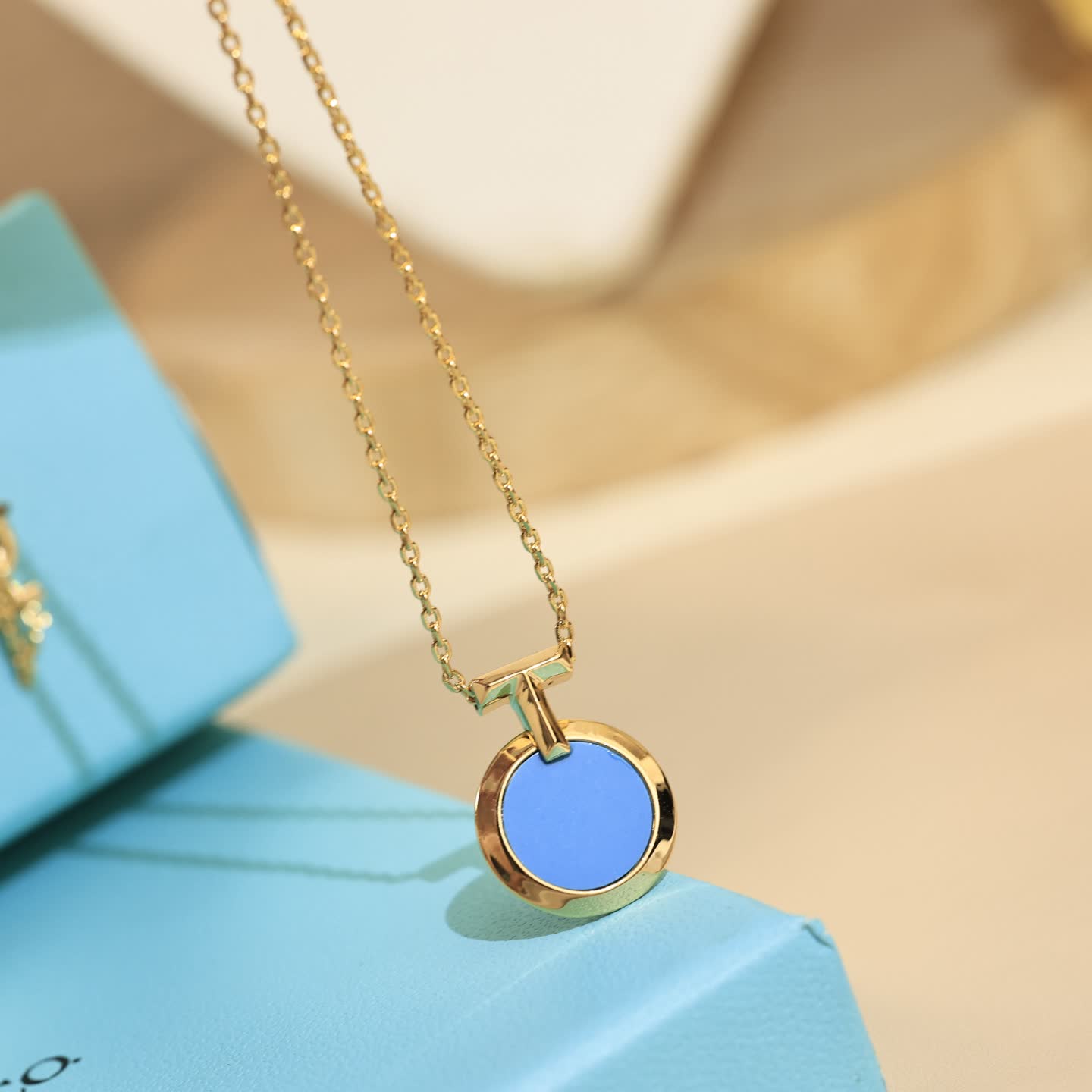 Tiffany & Co. Blue Enamel Circle Pendant Necklace